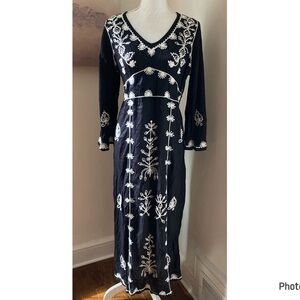 World Market Black Embroidered Light Maxi Dress